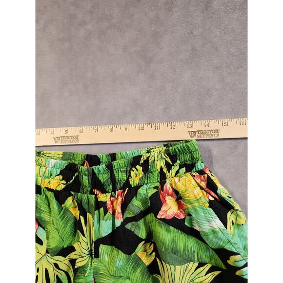 Nicole Miller Wide Leg Pants Womens Size Medium Green Tropical Floral Cropped - Picture 6 of 12